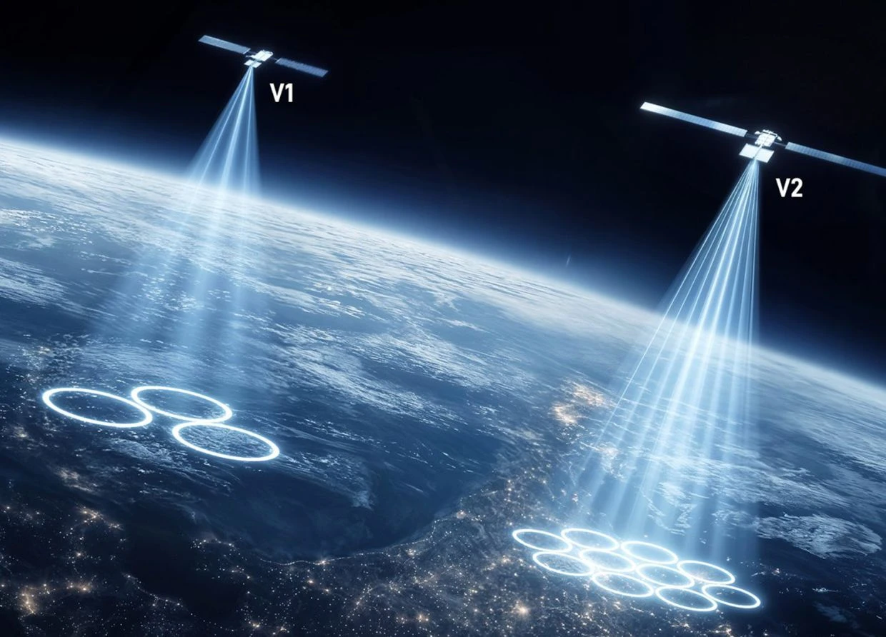 ELON MUSK DEMONSTRATES TRIUMPH IN LAUNCHING STARLINK V2 SATELLITE INTO EARTH'S ORBIT FOR IMPROVED CONNECTIVITY.